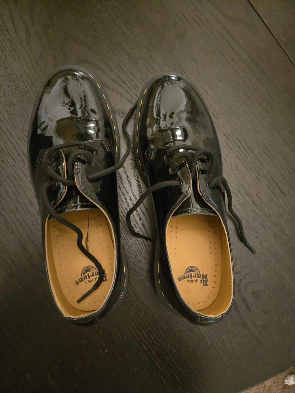Dr. Martens Womens Black Patent Lace-Up Oxford Shoes